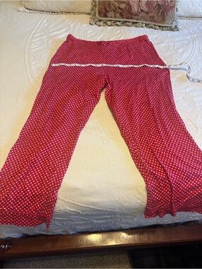 Talbots Large pajama PJ Pink Polka Dot Lounge Pants comfy lightweight